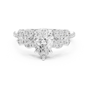 Bague de fiançailles en argent sterling avec poire et grappe de moissanite |   Bague de mariage élégante pour femme - Product Image 1