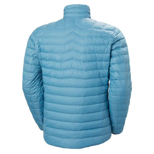 Blouson matelassé bleu clair pour homme, col montant, coupe-vent, fermeture éclair, rembourrage en polyester, coupe classique, pour l'automne - Product Image 2