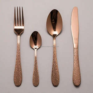 Cuchara, tenedor y cuchillo dorados de lujo, juegos de cubiertos y vajilla de metal con mangos de resina acrílica azul, suministros para restaurantes - Product Image 5