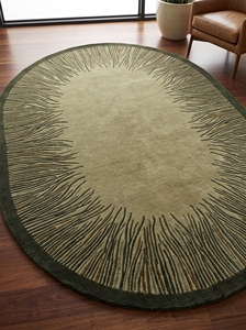 Tapis rond moderne en laine tressée, aspect laine, couleur marron vert naturel, tapis de salle à manger - Product Image 3