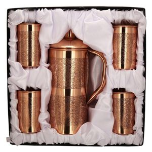 Service à eau en cuivre liquide pour l'accueil de luxe en intérieur, ensemble métallique avec verres, durable et réutilisable pour la cuisine. - Product Image 1