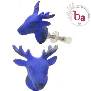 Royal Blue Reindeer Distressed Cast Iron Cabinet Drawer Knobs & Handle for <b>Kitchen</b> Furniture for <b>Kitchen</b> <b>Islands</b> & <b>Carts</b> - Product Image 1