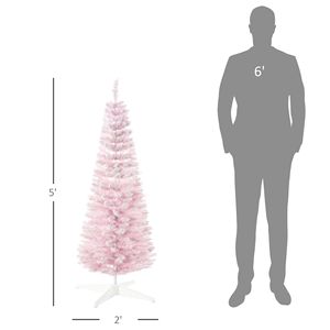 Albero di Natale Artificiale Decorato Rosa a Forma di Matita, 210cm, Rami Realistici Innevati, Materiale PET per Decorazioni Natalizie - Product Image 3