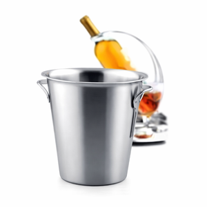 Cubo de hielo para vino, Cubo de champán con asas, enfriador de vino de acero inoxidable de 21 cm - Product Image 1