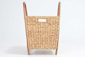 Water hyacinth basket with <b>rattan</b> handle and seashell rim Handmade <b>Storage</b> Basket Wholesale eco-friendly Made in Vietnam - Product Image 3