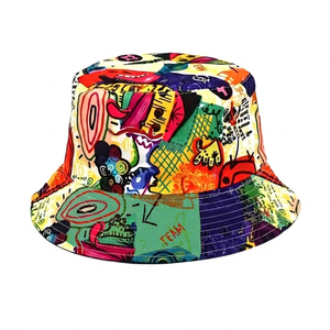 Blue <b>Abstract</b> Pattern Bucket Hat Unisex Casual Spring Summer Polyester <b>Canvas</b> Digital <b>Printing</b> - Product Image 3