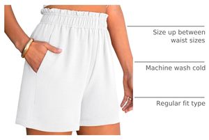 Shorts décontractés pour femmes en coton French Terry à taille haute élastique, coupe régulière, séchage rapide, respirant, écologique et doux - Product Image 6