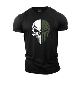 Men's digital printed <b>skull</b> printed T-shirt Fitness <b>top</b> Short sleeve T-shirt quick drying breathable - Product Image 5