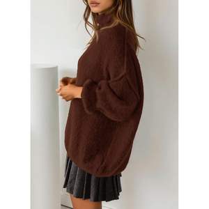 Pull en tricot épais surdimensionné pour femmes personnalisé 2025, manches longues, col montant, style ouvert, XS, vêtements d'automne et d'hiver - Product Image 1