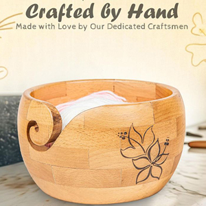 Handmade Wooden Yarn Bowl for Knitting and Crochet Supplies Premium Wooden Yarn Bowl Yarn Holder with Smooth Spiral Design - Product Image 2