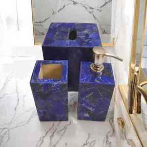 Modern White Resin <b>Bathroom</b> <b>Accessories</b> <b>Set</b> Easy-to-Clean Rectangle Soap Dispenser and Tumbler Tray - Product Image 1