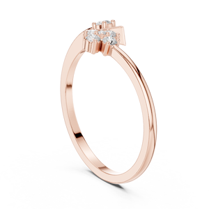 Bague ouverte florale en or rose et diamants personnalisée pour femme, bague de promesse minimaliste réglable, bijoux fins, cadeau - Product Image 2