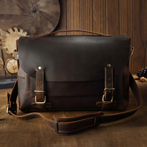 Bolso de Cuero Antiarrugas de Secado Rápido para Hombre, Bolsos Cruzados de Negocios, Bolsos de Hombro Resistentes al Viento, Maletín de Cuero para Portátil de Oficina - Product Image 1