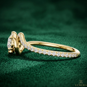 Bague de fiançailles halo en diamant cultivé en laboratoire certifié IGI sur mesure, or jaune 9K 10K 14K 18K, bague de mariage - Product Image 2