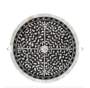 Plateau de service décoratif en os et résine, forme octogonale, avec motif géométrique bleu et blanc, au meilleur prix - Product Image 5