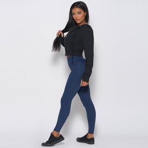 Conjunto de Yoga de 2 Piezas Azul Marino para Mujer, Leggings de Cintura Alta Sin Costuras con Tirantes Cruzados y Sujetador Deportivo con Recortes, Largo Completo - Product Image 3