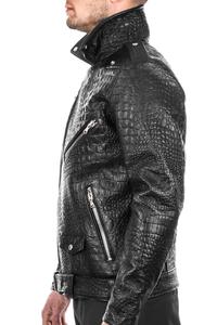 Veste en cuir véritable pour homme, motif python, vêtement d'extérieur de créateur, style motard haut de gamme, fabrication OEM sur mesure - Product Image 2