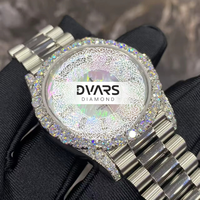 Montre-bracelet mécanique automatique de luxe Vanguard en alliage, avec verre serti de diamants Moissanite couleur D VVS1, aiguilles, 48 mm, étanche 3 ATM, bracelet 20 mm
