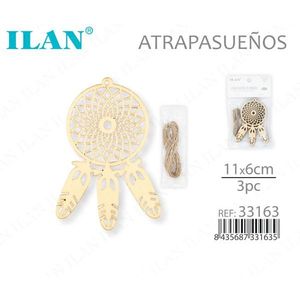 Atrapasueños de Madera Ilan 11x6cm 3 Piezas Decoración Colgante para el Hogar - Product Image 1
