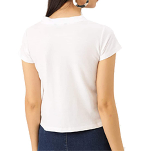 Women's White Cotton Crew Neck T-Shirt Regular Fit Short Sleeve Casual Jersey <b>Top</b> Breathable All Seasons - Product Image 1