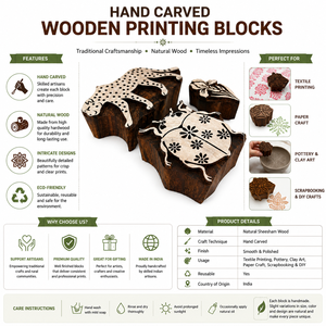 Hand Carved Wooden Printing Blocks for Textile Printing, Pottery, Clay Art, <b>Scrapbooking</b> & DIY Craft Stamping - Product Image 6
