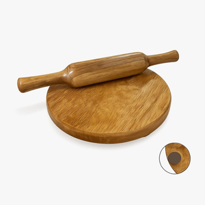 Rouleau à pâtisserie et planche à découper en bois d'acacia, design moderne, forme ronde, Chakla Belan, pour accessoires de cuisine - Product Image 3