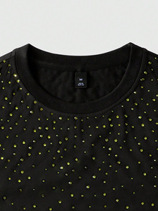 เสื้อยืดผู้ชายทรงบ็อกซี่ ประดับเพชรเต็มตัว หรูหรา แขนสั้น ผ้าคอตตอนหนา 260GSM สั่งทำได้ เสื้อผ้าสตรีทแวร์ ขายส่งจำนวนมาก - Product Image 4