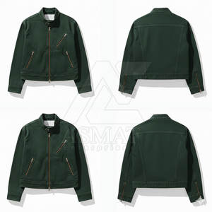 Chaqueta de mezclilla para hombre con cremallera, cuello alto, estilo moderno, informal, con bolsillo con cremallera en el pecho, MOQ bajo - Product Image 2