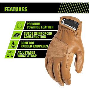 Guantes de Mecánico de Cuero de Buena Calidad, Resistentes al Frío y al Calor, Antideslizantes, con Muñequera Elástica, Ligeros y Duraderos - Product Image 5