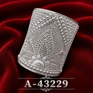 Bracelet manchette en alliage d'argent tibétain, motif géométrique, pierre de zircon, plaqué or/argent, certifié par un tiers, style tendance pour femme - Product Image 3