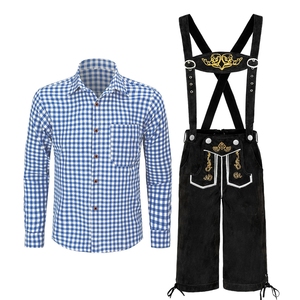 Ensemble Lederhosen Noir pour Homme – Short Bavarois Décontracté Taille Haute à Boutons, Manches Courtes, Respirant et Écologique - Product Image 5