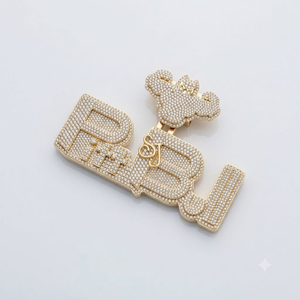 Pendentif unisexe en argent 925 plaqué or avec moissanite, gravure personnalisée du nom, fermoir en forme de Pit Bull dessin animé - Product Image 6