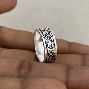 <b>Silver</b> <b>Spinner</b> <b>Ring</b> Floral Fidget <b>Ring</b> Handmade Anxiety Relief <b>Ring</b> Boho Statement Jewelry Meditation <b>Spinner</b> Unisex <b>Ring</b> - Product Image 2