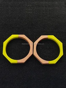 ชุดกำไลแฟชั่นทำจากเรซินธรรมชาติทำจากไม้มะม่วงสีเหลืองและรูปทรงเรขาคณิตที่เรียบง่ายลายดอกไม้และสัตว์ - Product Image 4