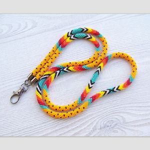 Elegant Bohemian Beaded Neck <b>Lanyard</b> for ID Cards Stylish Badge Holder Strap At Cheap Price - Product Image 4
