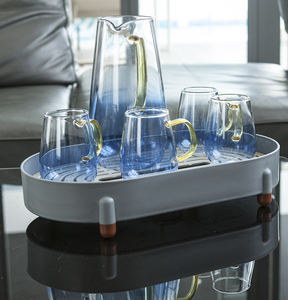 Bandejas Decorativas Ovaladas de Plástico con Diseño Geométrico Moderno, Juego de 2 Piezas Multifuncional para Mesa de Centro, para Servir Bebidas y Frutas - Product Image 5