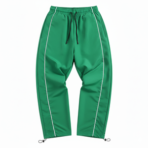 Pantalon de survêtement rétro colorblock coupe-vent avec logo personnalisé pour homme, vintage, 100 % coton, décontracté, avec lacets - Product Image 4