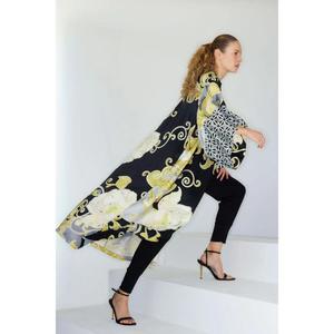Robe Kimono Longue en Satin Écologique à Carreaux Unis pour Femme avec Ceintures, Longueur Ras du Sol, Robe de Détente de Luxe - Product Image 2