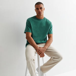 Camisetas de Algodón de Bambú para Hombre, Camiseta de Manga Corta con Bolsillo, Camiseta de Verano para Hombre, Camiseta Sostenible con Cuello Redondo para Hombre - Product Image 1