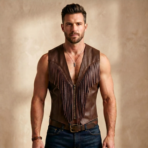 Chaleco Vaquero Transpirable para Hombre, Estilo Moto con Cuello en V, Ropa de Invierno - Product Image 1