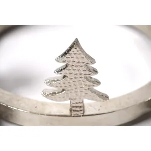 <b>Silver</b> Christmas Tree <b>Candlestick</b> Holder Eco-Friendly Handmade Aluminum Durable Home Decoration - Product Image 1