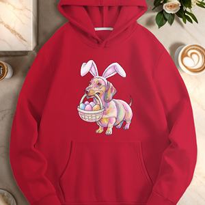Teckel mignon avec des oeufs de Pâques sweats à capuche décontractés pour femmes - Product Image 1