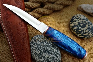 Couteau Puukko artisanal à lame fixe avec manche en bois, couteau de chasse, couteau de survie pour le camping en plein air, bushcraft, étui en cuir - Product Image 2