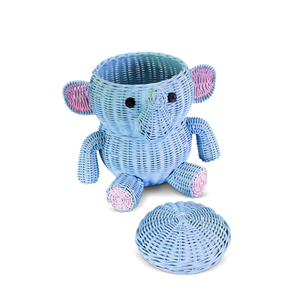 Cute Elephant Shape Toy <b>Storage</b> <b>Basket</b> Woven Rattan Kids Room Furniture Nursery Room Organizer Best For <b>Storage</b> Wholesale - Product Image 1