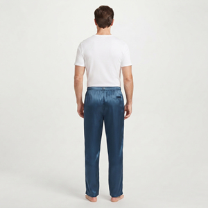 Pantalon de nuit en soie pour homme, taille élastique, coupe droite, léger, pyjama en satin de soie pour homme - Product Image 2