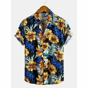 Chemises hawaïennes élégantes pour hommes, idéales pour les vacances, avec motifs floraux et tissu léger - Product Image 1
