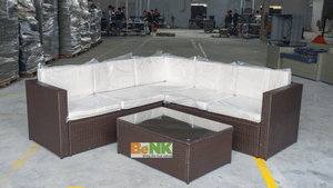 Muebles de comedor modernos de 4 piezas para exteriores, juego de sofá de jardín de ratán polivinílico tejido a mano, confort superior, BENK Kitchen Hotel School Apartment - Product Image 4