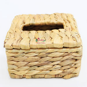 Caja de pañuelos de jacinto de agua de algas marinas cuadradas de alta calidad, artesanías hechas a mano para el hogar y la Oficina - Product Image 4