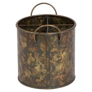 Organizador de utensilios de cocina rústico de metal galvanizado con asa de madera, 4 compartimentos, portátil, para mesa. - Product Image 5