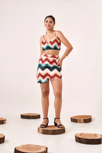 Jupe courte plissée évasée taille haute pour femme, coupe ondulée multicolore, légère, décontractée, pour l'été, le quotidien, la plage et les vacances - Product Image 3